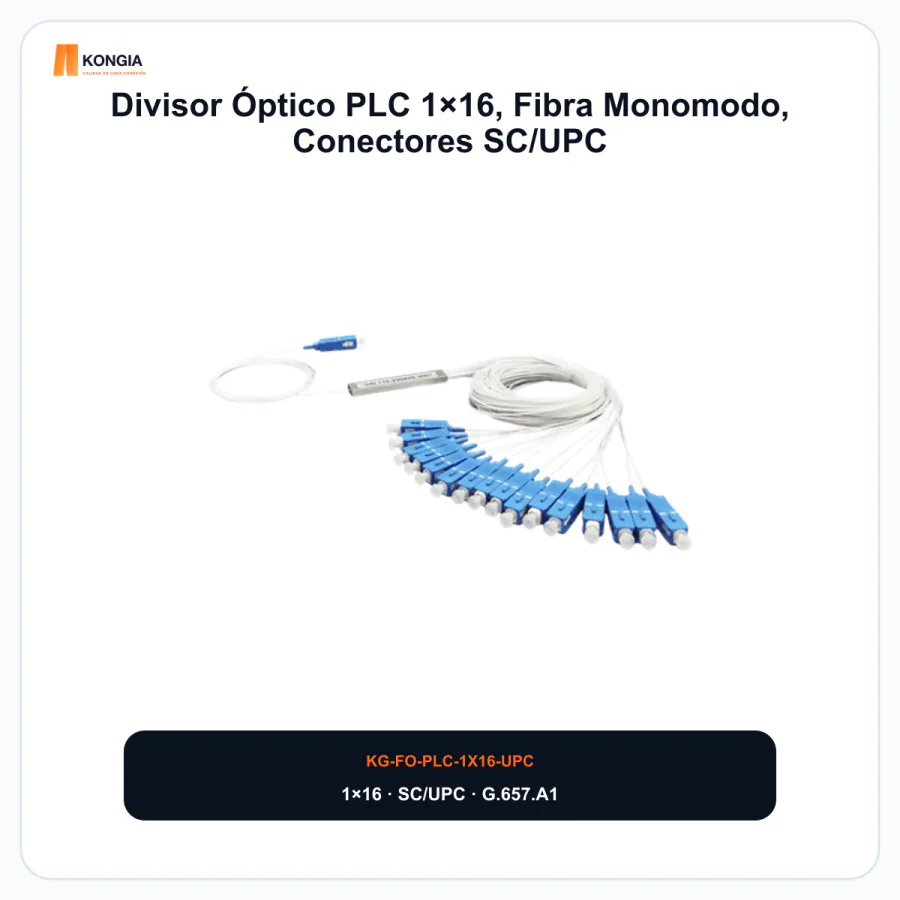 Divisor Óptico PLC 1×16, Fibra Monomodo, Conectores SC/UPC