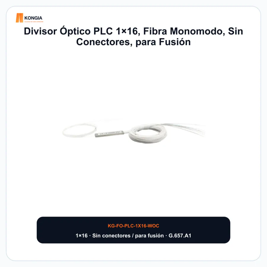 Divisor Óptico PLC 1×16, Fibra Monomodo, Sin Conectores, para Fusión