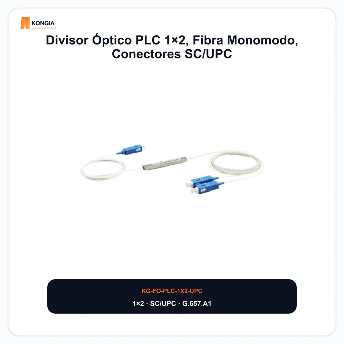 Divisor Óptico PLC 1×2, Fibra Monomodo, Conectores SC/UPC