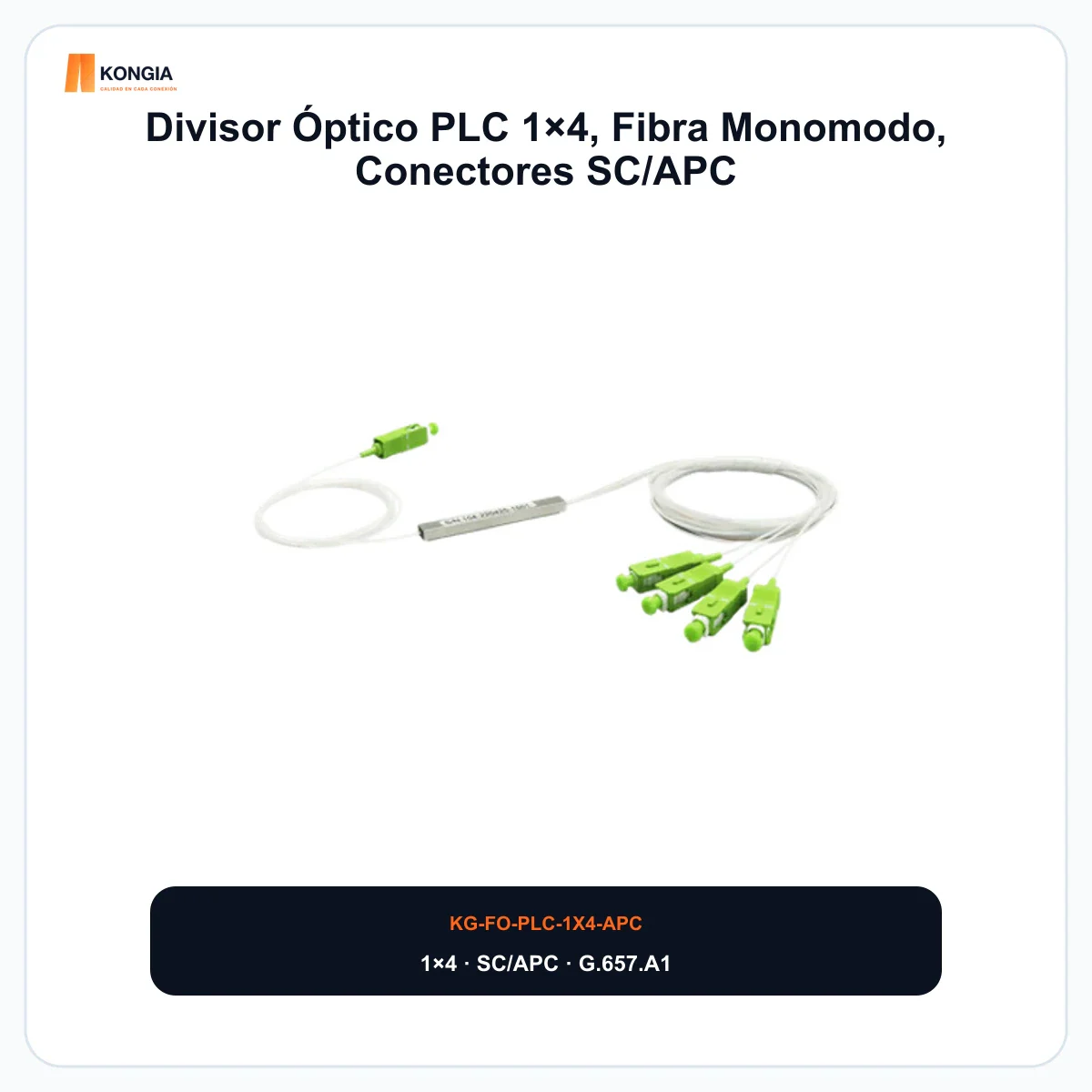 Divisor Óptico PLC 1×4, Fibra Monomodo, Conectores SC/APC