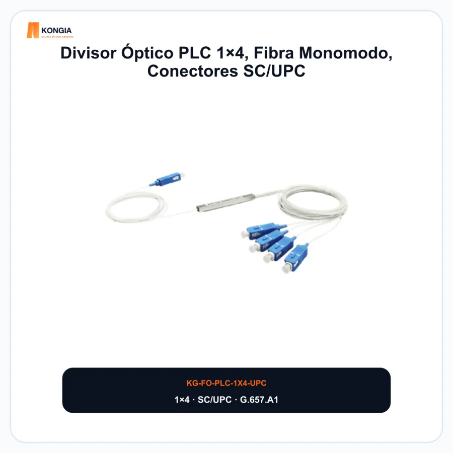 Divisor Óptico PLC 1×4, Fibra Monomodo, Conectores SC/UPC