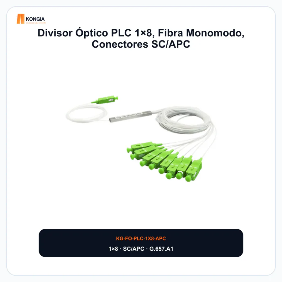 Divisor Óptico PLC 1×8, Fibra Monomodo, Conectores SC/APC