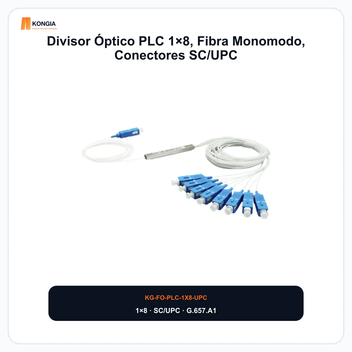 Divisor Óptico PLC 1×8, Fibra Monomodo, Conectores SC/UPC