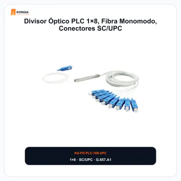 Vista principal - Divisor Óptico PLC 1×8, Fibra Monomodo, Conectores SC/UPC - KG-FO-PLC-1X8-UPC