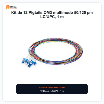 Vista principal del pigtail - Kit de 12 Pigtails OM3 multimodo 50/125 µm LC/UPC, 1 m - KG-FO-PTK12-OM3-LCU-1M
