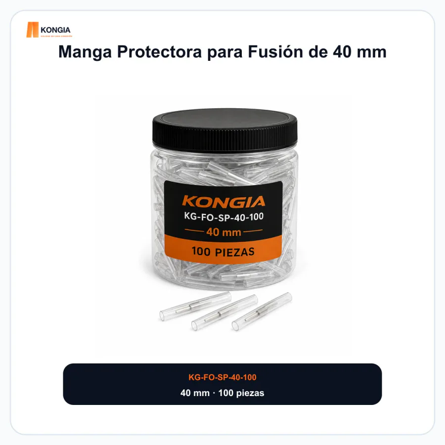 Manga Protectora Termocontráctil para Empalme por Fusión de 40 mm, Bote con 100 Piezas
