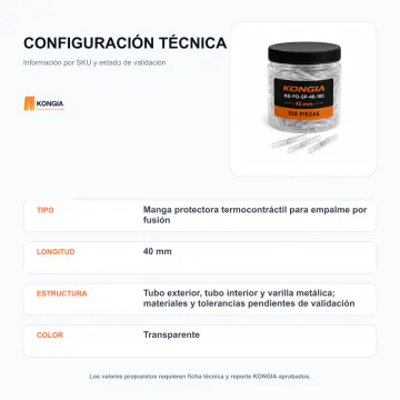 Configuración técnica - Manga Protectora para Fusión de 40 mm - KG-FO-SP-40-100