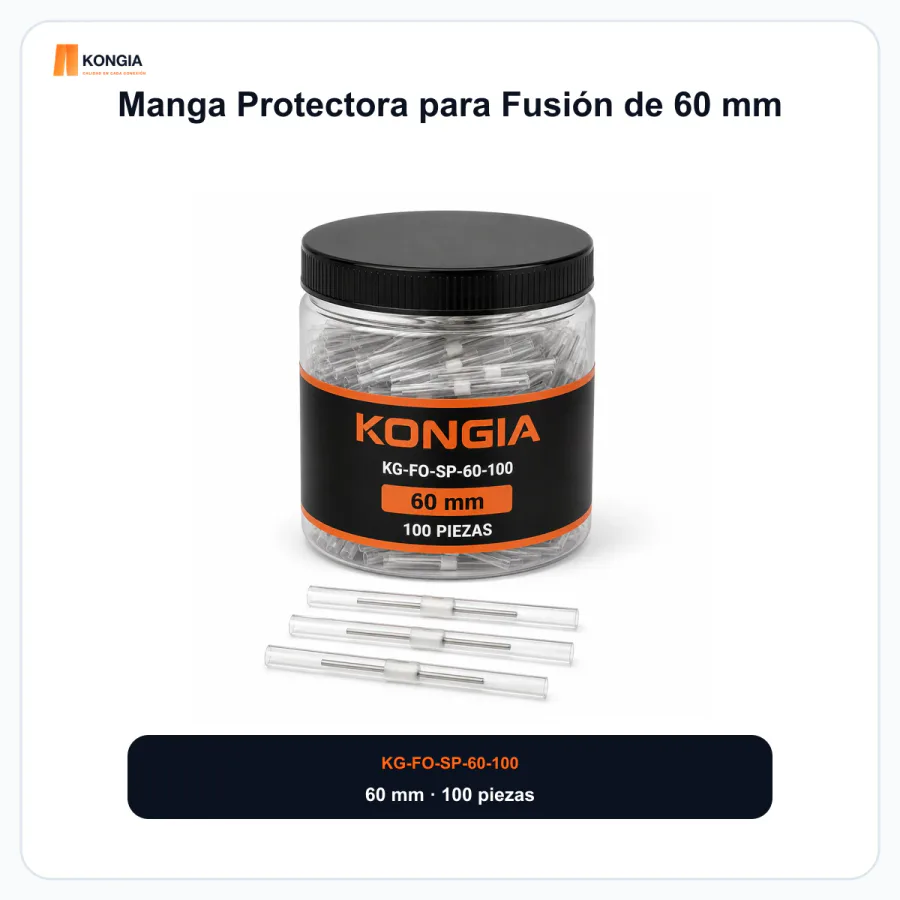 Manga Protectora Termocontráctil para Empalme por Fusión de 60 mm, Bote con 100 Piezas