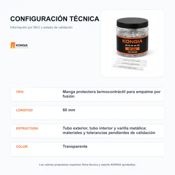 Configuración técnica - Manga Protectora para Fusión de 60 mm - KG-FO-SP-60-100
