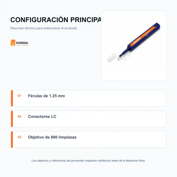 Configuración técnica principal - Pluma Limpiadora One-Click de 1.25 mm para Fibra Óptica - KG-FT-CLN-1.25