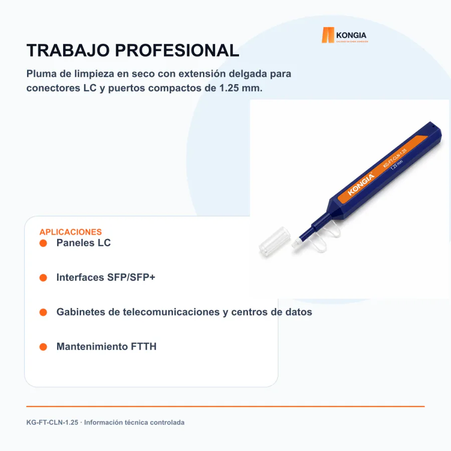 Escenarios de uso - Pluma Limpiadora One-Click de 1.25 mm para Fibra Óptica