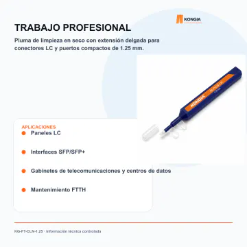 Aplicaciones profesionales - Pluma Limpiadora One-Click de 1.25 mm para Fibra Óptica - KG-FT-CLN-1.25
