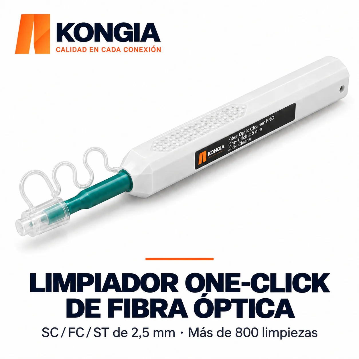 Limpiador One-Click PRO de Fibra Óptica · 2.5 mm · SC / FC / ST · 800+ Limpiezas