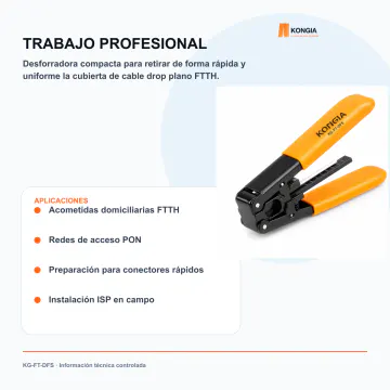 Aplicaciones profesionales - Desforradora para Cable Drop Plano FTTH - KG-FT-DFS