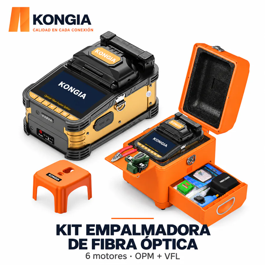 KIT de Empalmadora A1000 PRO de Gama Superior, 6 Motores, Alineación de Núcleo, OPM + VFL y Batería de 7800 mAh