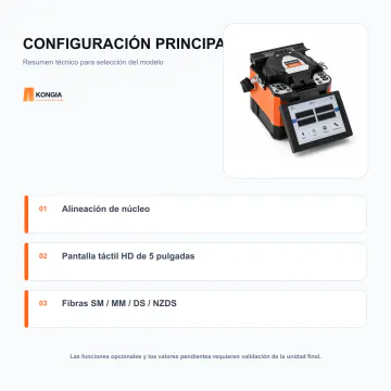 Configuración técnica principal - Empalmadora de Fibra Óptica por Alineación de Núcleo A80S - KG-FT-FS-A80S