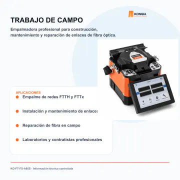 Aplicaciones profesionales en campo - Empalmadora de Fibra Óptica por Alineación de Núcleo A80S - KG-FT-FS-A80S