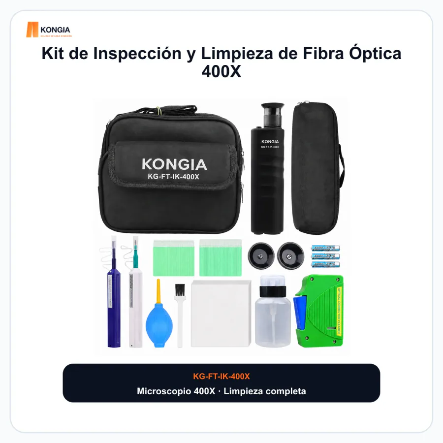 Kit de Inspección y Limpieza de Fibra Óptica 400X