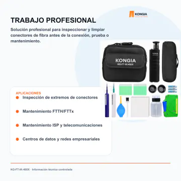 Aplicaciones profesionales - Kit de Inspección y Limpieza de Fibra Óptica 400X - KG-FT-IK-400X