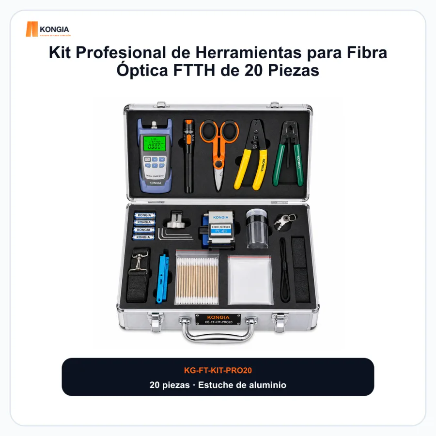 Kit Profesional de Herramientas para Fibra Óptica FTTH de 20 Piezas