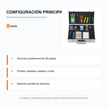 Configuración técnica principal - Kit Profesional de Herramientas para Fibra Óptica FTTH de 20 Piezas - KG-FT-KIT-PRO20