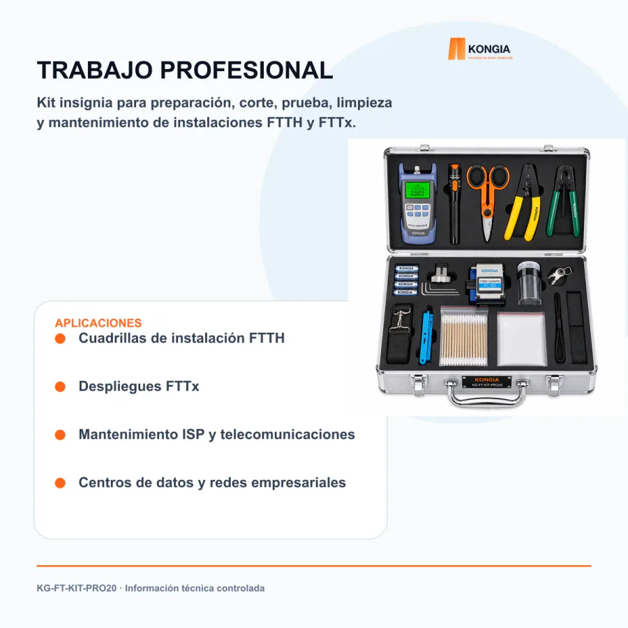 Escenarios de uso - Kit Profesional de Herramientas para Fibra Óptica FTTH de 20 Piezas