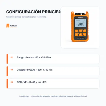 Configuración técnica principal - Multímetro Óptico 4 en 1 - KG-FT-OMT-4IN1