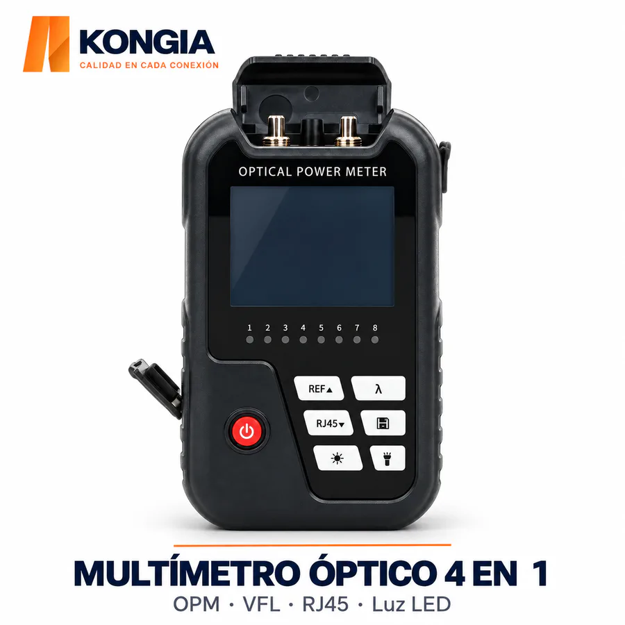 Multímetro Óptico 4 en 1: OPM, VFL, Probador RJ45 y Luz LED