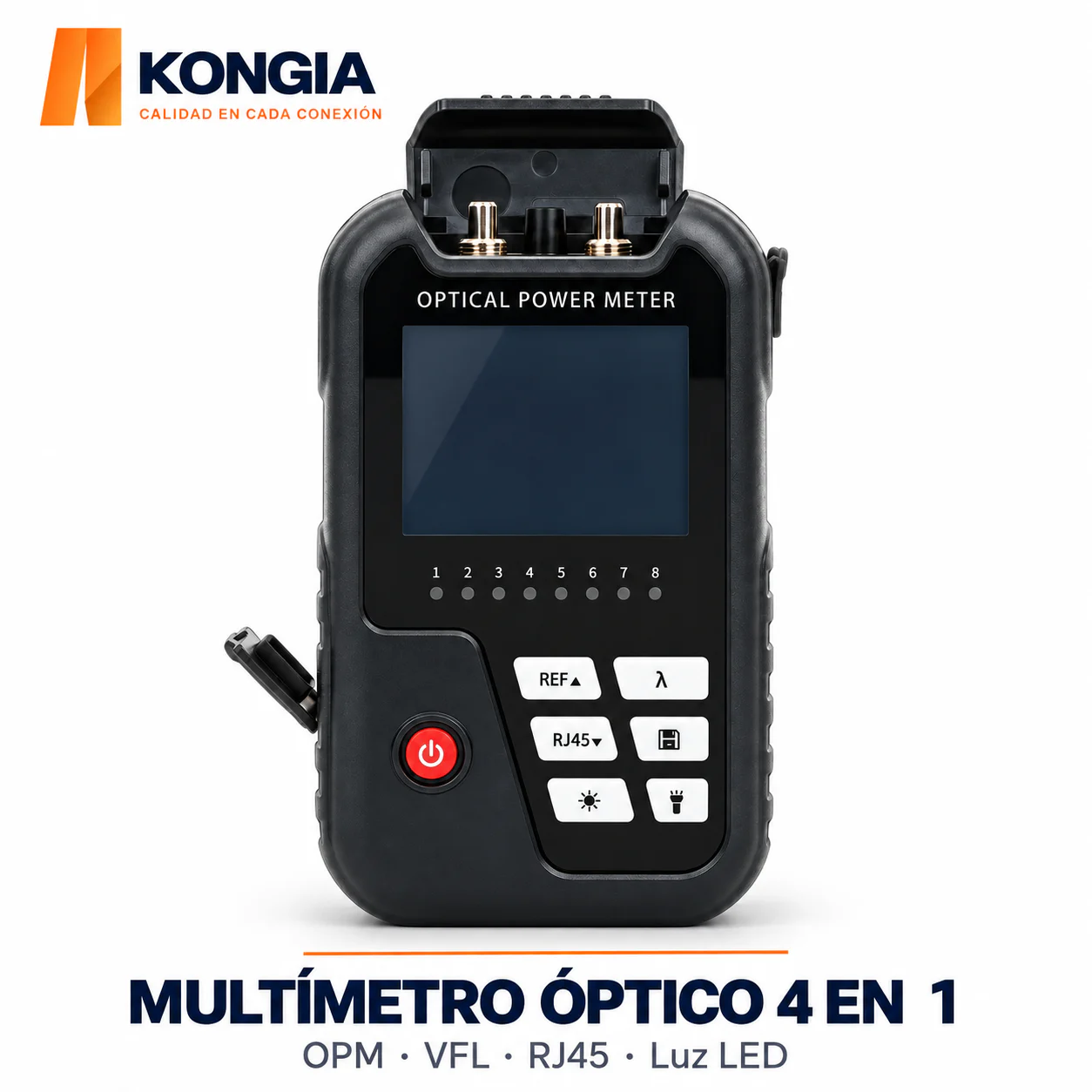 Multímetro Óptico 4 en 1: OPM, VFL, Probador RJ45 y Luz LED