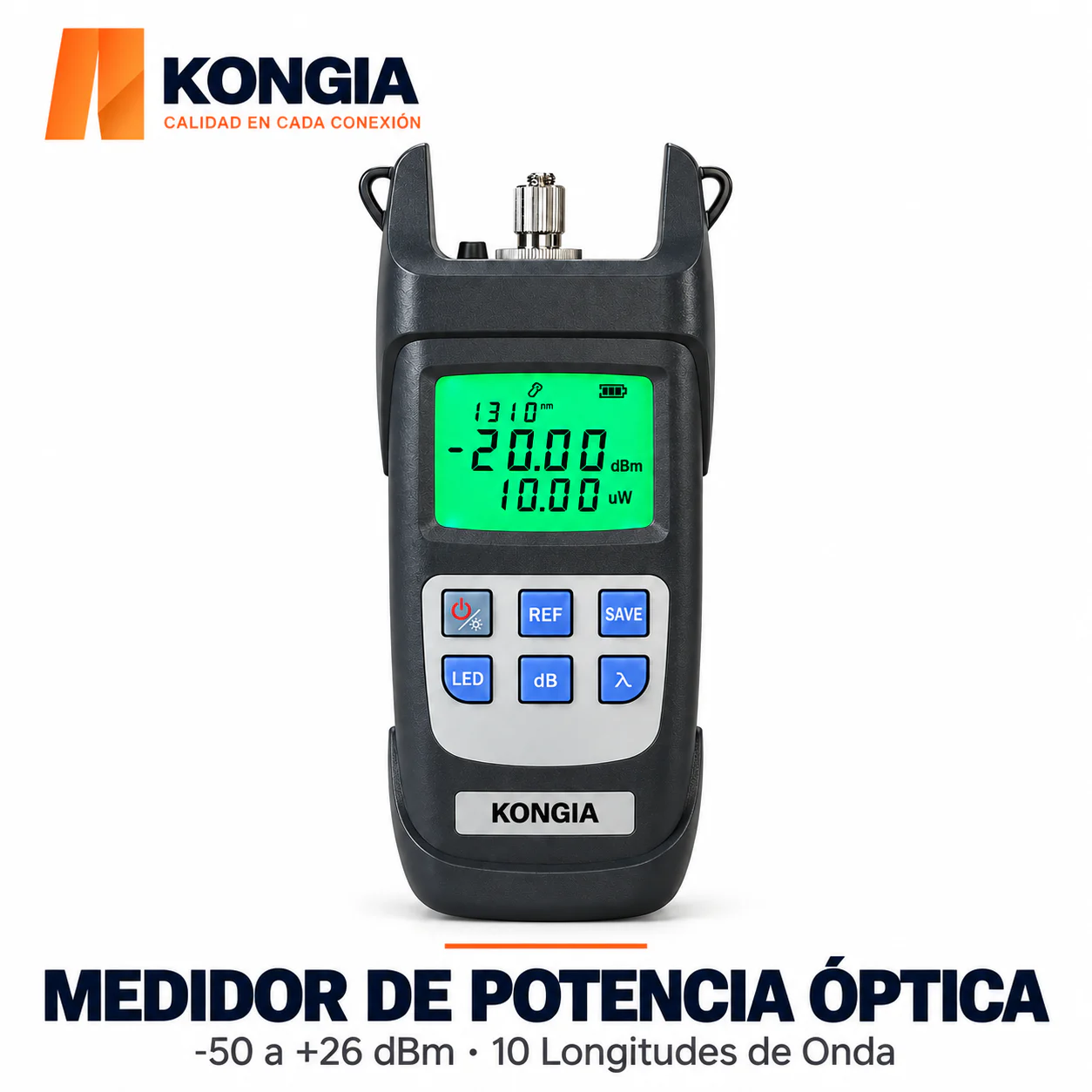 Medidor de Potencia Óptica Y510A · 10 Longitudes de Onda · LED