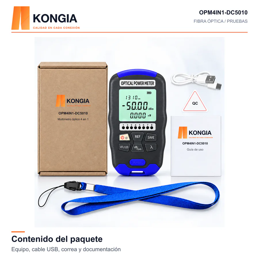 Escenarios de uso - Multímetro Óptico Recargable 4 en 1 · OPM + VFL 10 mW + LED + RJ45