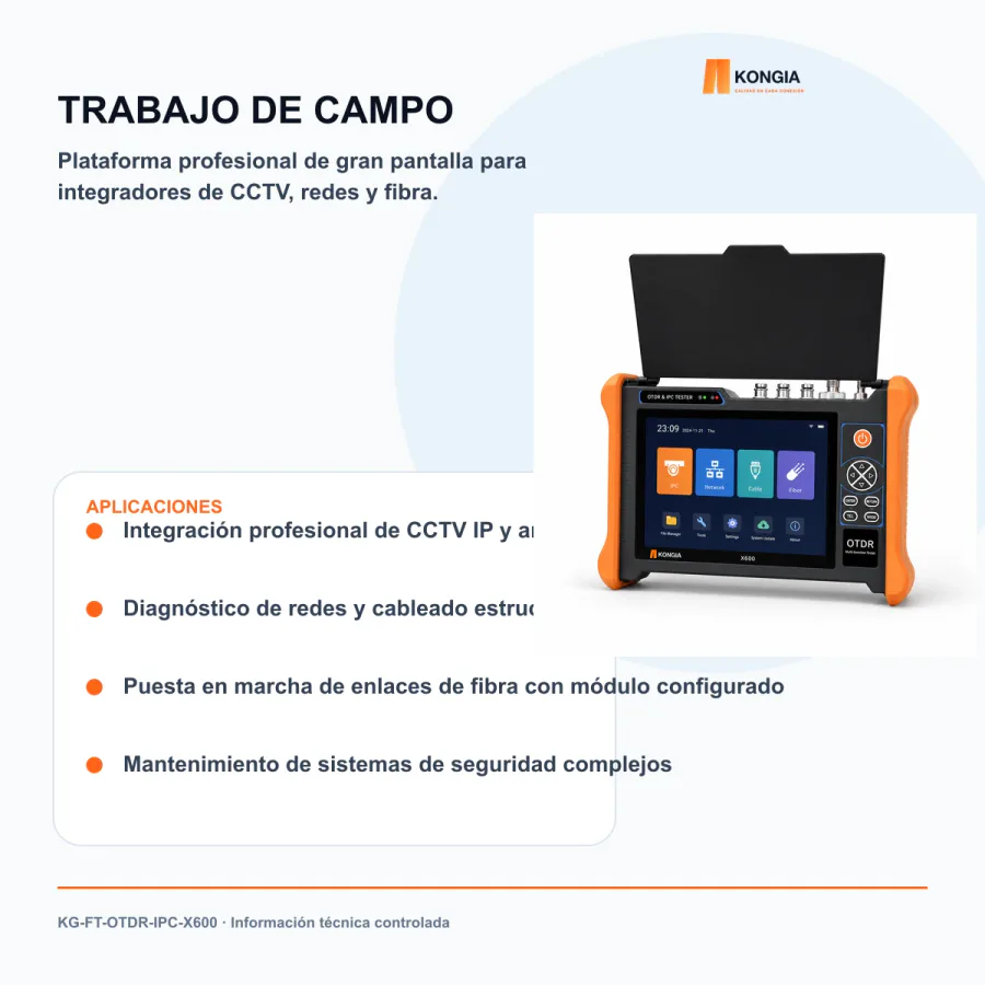 Escenarios de uso - Probador Multifunción Profesional OTDR, CCTV IP y Redes X600