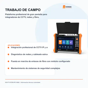 Aplicaciones profesionales en campo - Probador Multifunción Profesional OTDR, CCTV IP y Redes X600 - KG-FT-OTDR-IPC-X600
