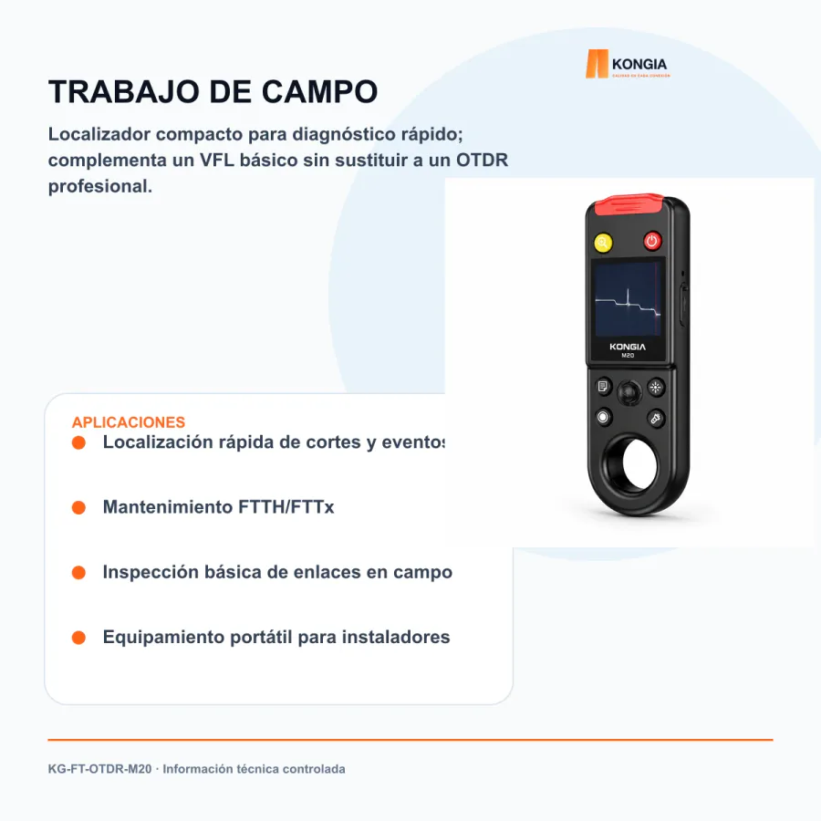 Escenarios de uso - Localizador Inteligente de Fallas de Fibra IVFL/VFL 20 km M20