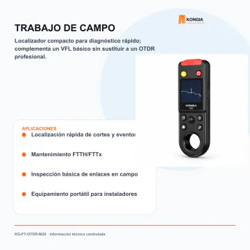 Aplicaciones profesionales en campo - Localizador Inteligente de Fallas de Fibra IVFL/VFL 20 km M20 - KG-FT-OTDR-M20