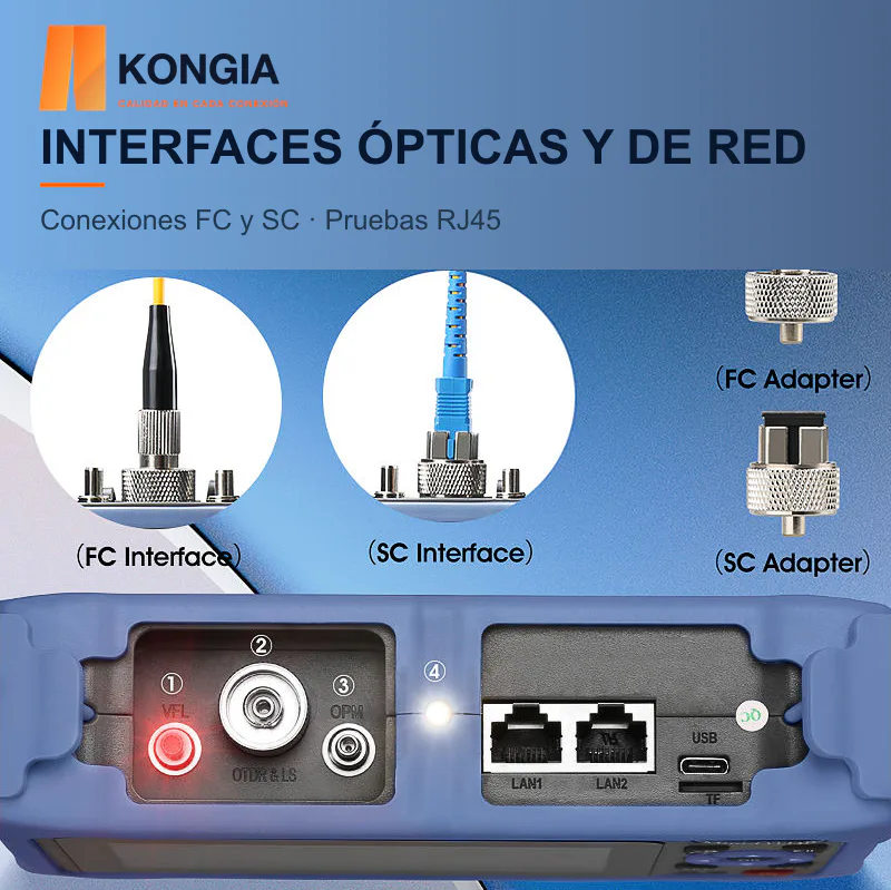 Escenarios de uso - OTDR táctil P4000 Mini Pro para fibra monomodo · 1310/1550 nm · Hasta 100 km