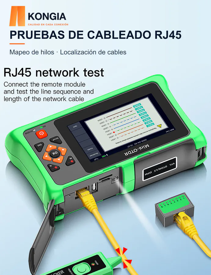 Escenarios de uso - OTDR táctil P5200 PRO recargable · 1310/1550 nm · Hasta 100 km