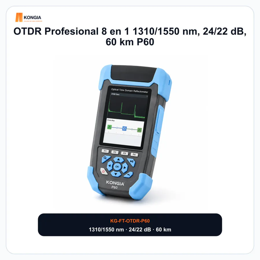 OTDR Profesional 8 en 1 1310/1550 nm, 24/22 dB, 60 km P60