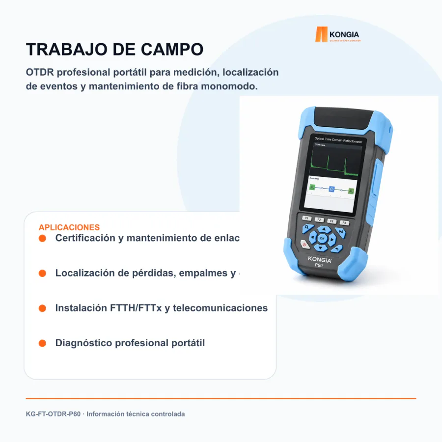 Escenarios de uso - OTDR Profesional 8 en 1 1310/1550 nm, 24/22 dB, 60 km P60