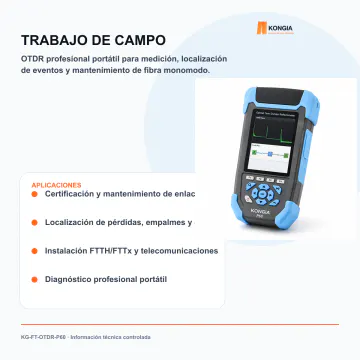 Aplicaciones profesionales en campo - OTDR Profesional 8 en 1 1310/1550 nm, 24/22 dB, 60 km P60 - KG-FT-OTDR-P60