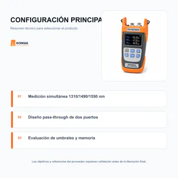 Configuración técnica principal - Medidor de Potencia Óptica PON - KG-FT-PON-OPM