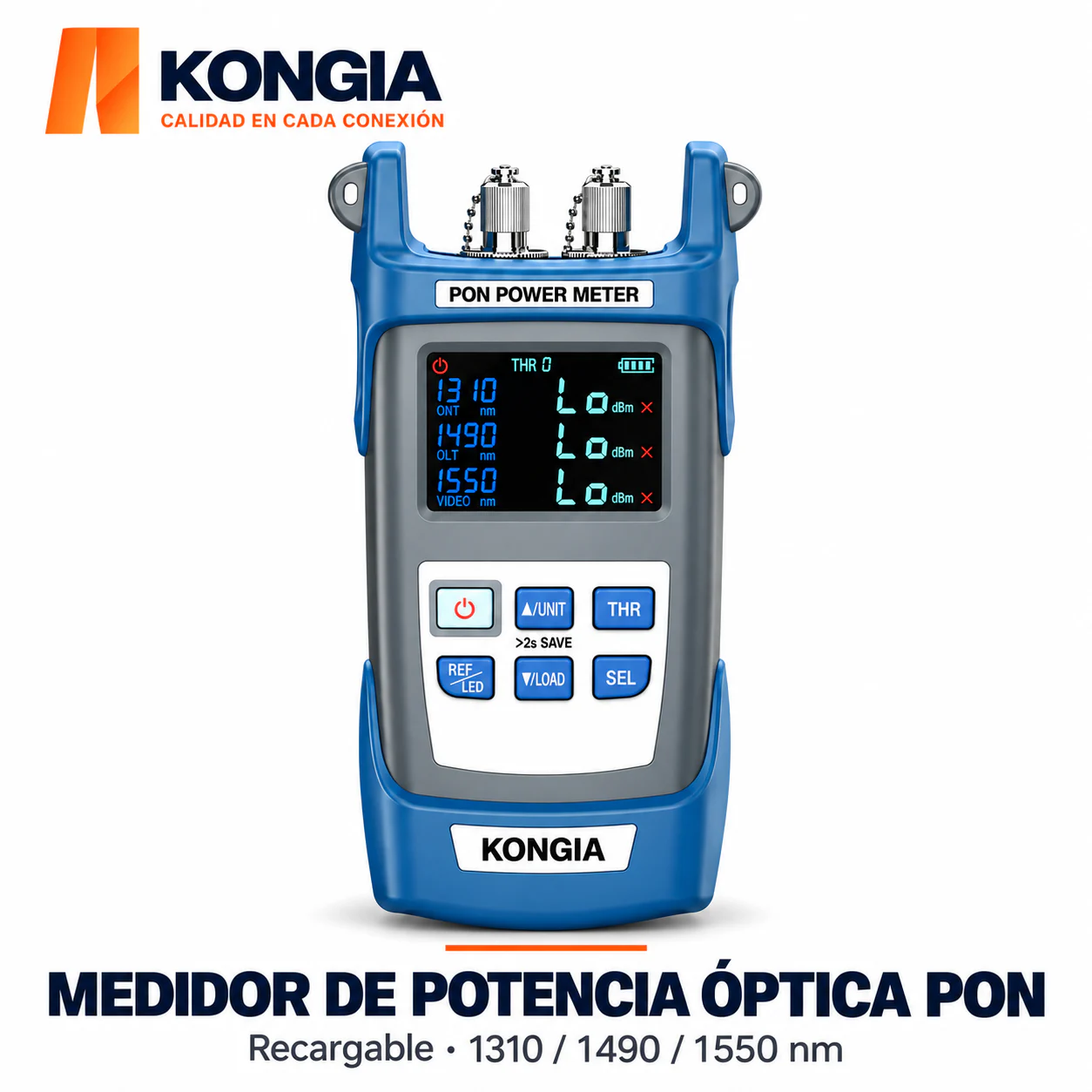 Medidor de Potencia Óptica PON · Recargable · 1310/1490/1550 nm