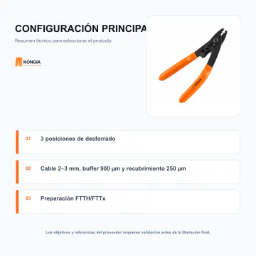 Configuración técnica principal - Desforradora de Fibra Óptica de 3 Posiciones - KG-FT-STR-3P