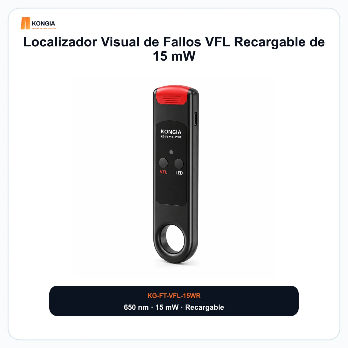 Localizador Visual de Fallos VFL Recargable de 15 mW