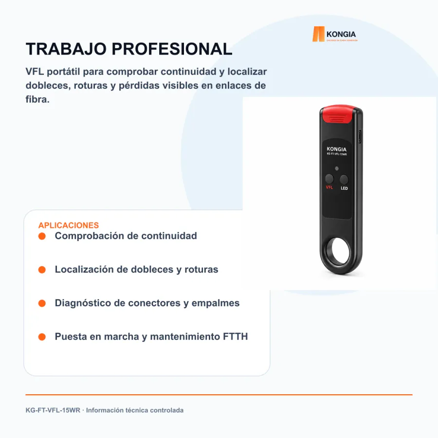 Escenarios de uso - Localizador Visual de Fallos VFL Recargable de 15 mW