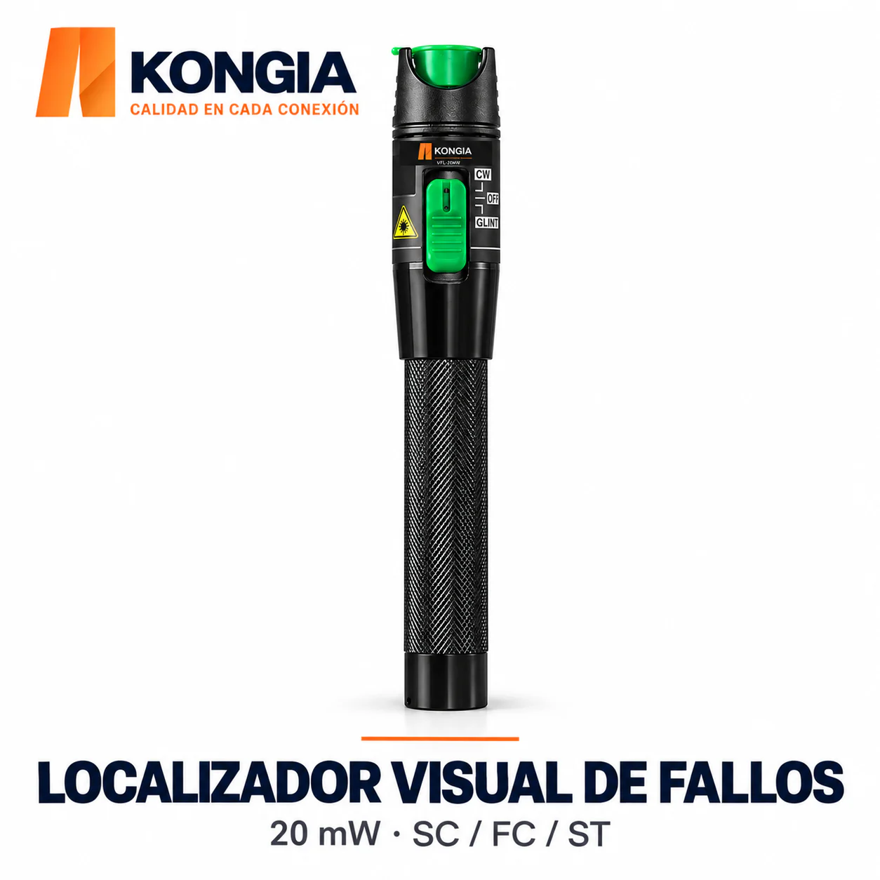 Localizador Visual de Fallos VFL · 20 mW · SC/FC/ST · Alcance de Referencia 20 km