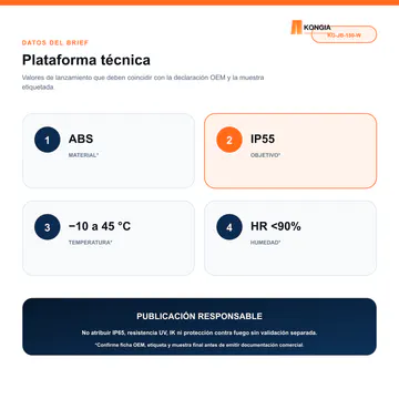 Plataforma técnica y condiciones ambientales — Caja de Conexión para CCTV, 150 × 150 × 70 mm, 8 Entradas, ABS Blanca — KG-JB-150-W