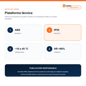 Plataforma técnica y condiciones ambientales — Caja de Conexión para CCTV, 200 × 155 × 80 mm, 10 Entradas, ABS Blanca — KG-JB-2015-W