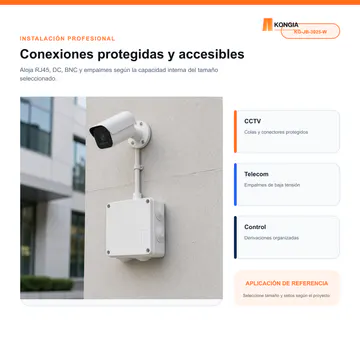 Aplicación profesional en videovigilancia — Caja de Conexión para CCTV, 300 × 250 × 120 mm, 12 Entradas, ABS Blanca — KG-JB-3025-W