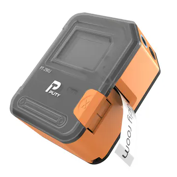 Vista de producto y salida de etiqueta — Impresora Inteligente Bluetooth de Etiquetas de 24 mm — KG-LP-BT24